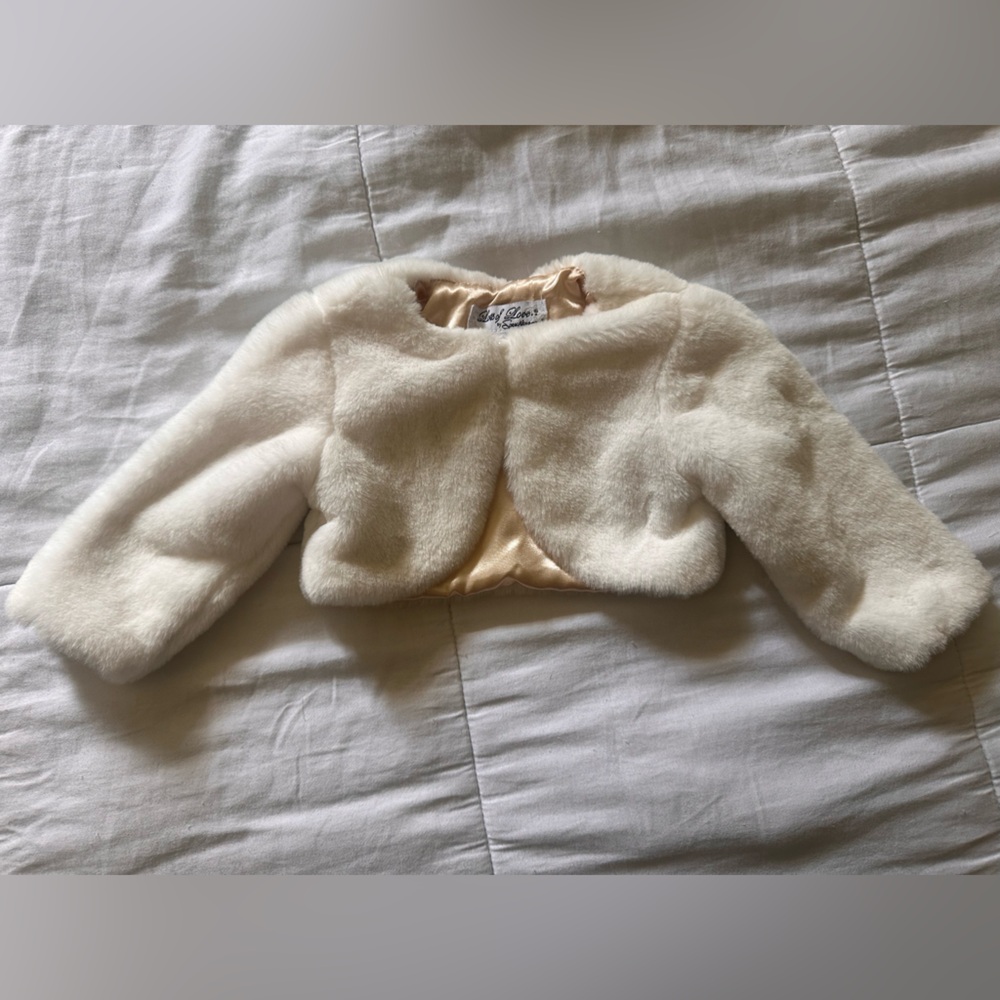 Faux Fur Ivory Bolero Jacket for Babies - Elegant Dress Coat